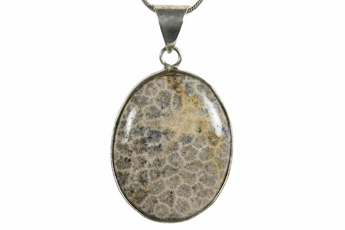 Polished Indonesian Fossil Coral Pendant (Necklace) #345298